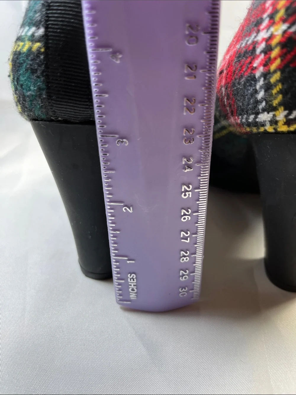 Anne Klein Red Plaid Pump with Black Elastic Cross Straps